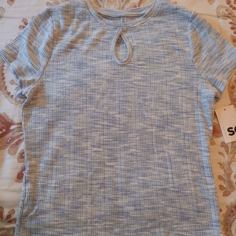 SO Light Blue Plaid Top